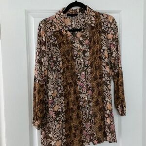 Jane + Delancey Button-Down Floral Floppy Tunic Size Small